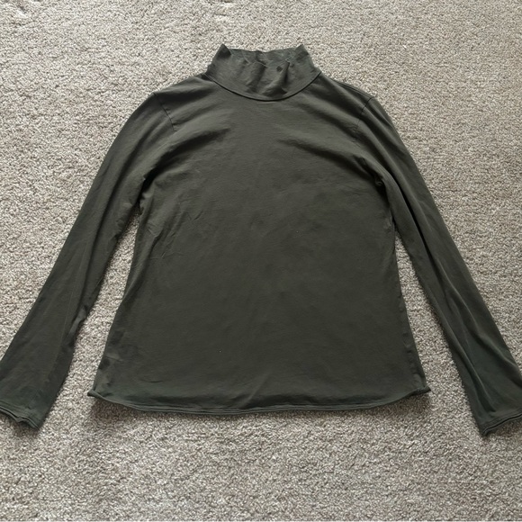 By Anthropologie Long Sleeve Gauzy Turtleneck Color Moss Size Large Petite - Picture 4 of 4